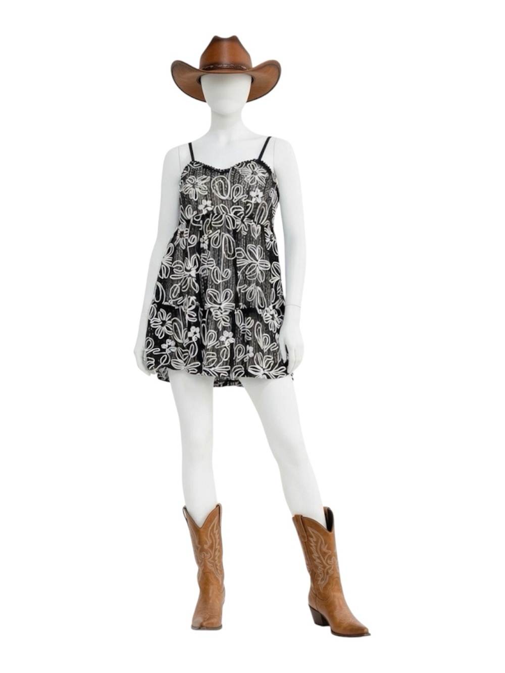 BABY PINK black and white tubing detail crochet mini dress S M L